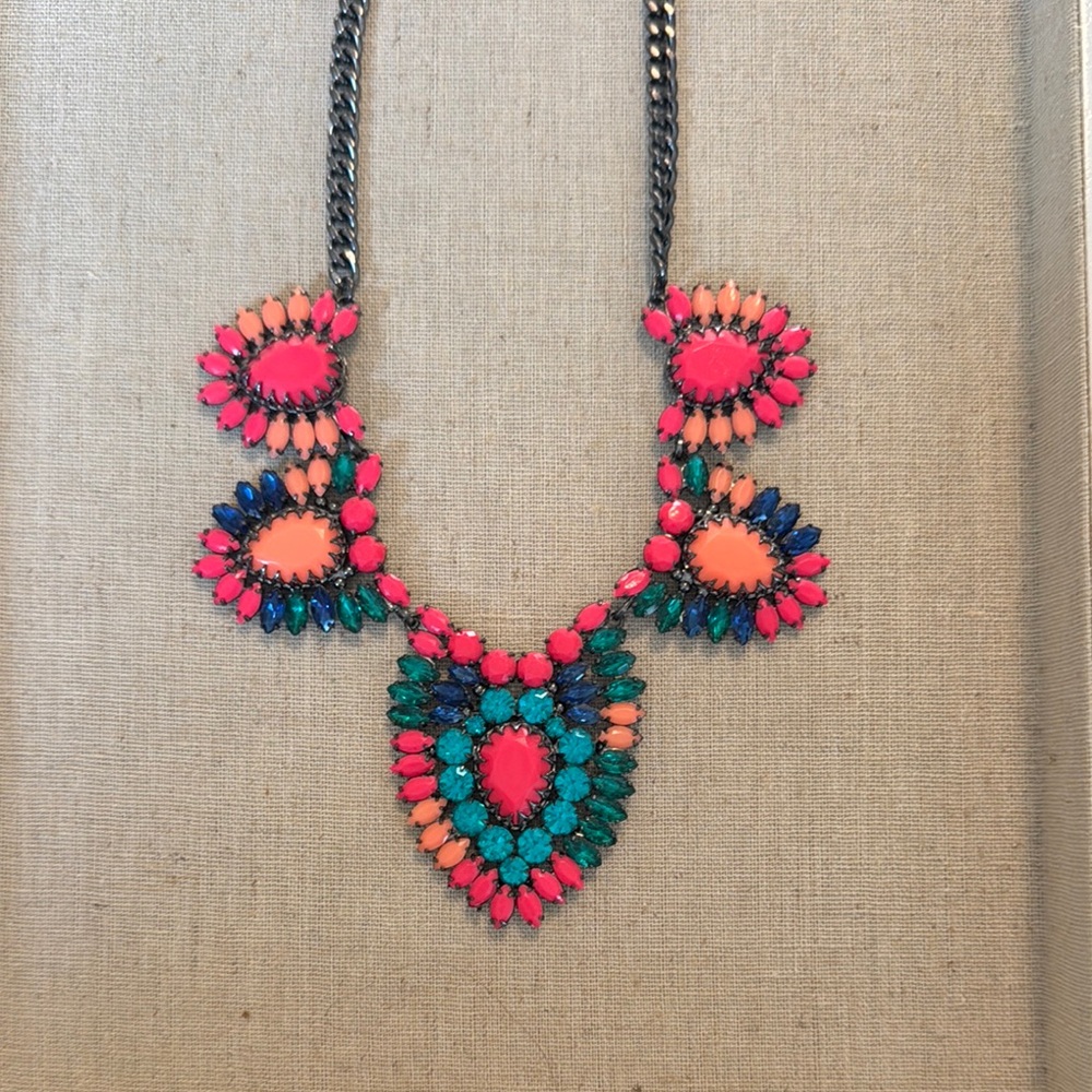 Stella & Dot Pink and Blue Bohemian Necklace